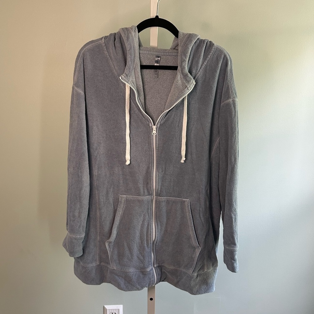 Fabletics Gray Full Zip Hooded Jacket